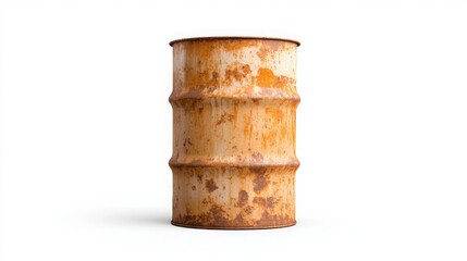 Naklejka premium Rusty oil barrel on white background with shadow 