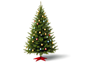 Fototapeta premium Decorated Christmas Tree with Ornaments on Transparent Background