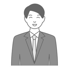 スーツを着た男性が笑顔で正面を向いているイラスト