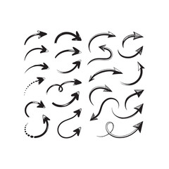 Obraz premium Hand drawn arrow set featuring curved, straight, dotted, and swirled arrows design