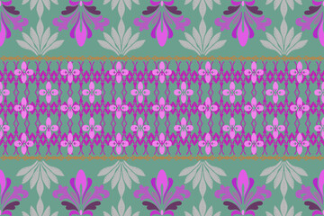 Abstract flora, Geometric Ethnic traditional seamless,Knitting,Navajo Native American Indian, tribal, traditional, pattern design for carpet, print, wrap, decorative, illustration, Fabric, Wallpaper, 