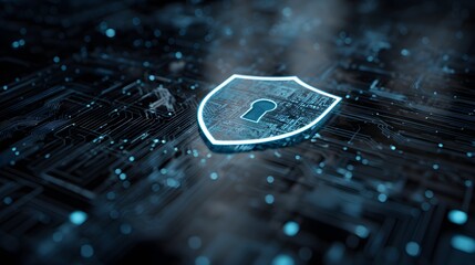 Online Security and Privacy Shield, Safeguarding Financial Transactions and Personal Information. Defending Business and Personal Data from Cyber Threats,  Shielding Technology Concept.