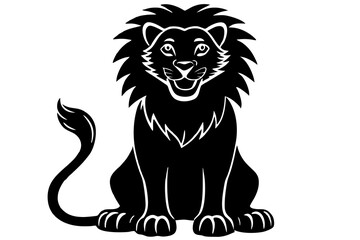 smiley lion sitting silhouette icon, happy lion silhouette vector, illustration of a lion, lion head vector, lion vector illustration.