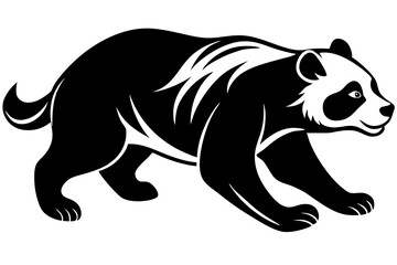 walking panda silhouette vector icon, vector illustration of a panda, panda vector illustration.