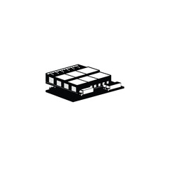 Cross docking warehouse silhouette on white background