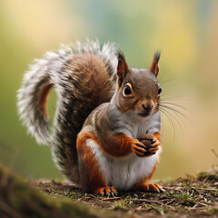 "Curious Squirrel Standing on Tree Branch"
