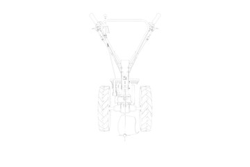  vector line wireframe ELECTRIC WALKING HAND TRACTOR AGRICULTURE FARM 