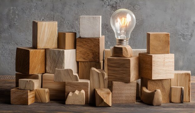 Creative Design Solutions with Wooden Blocks: Inspiring Ideas, Strategies, and Collaborative Thinking for Success in Business and Marketing.