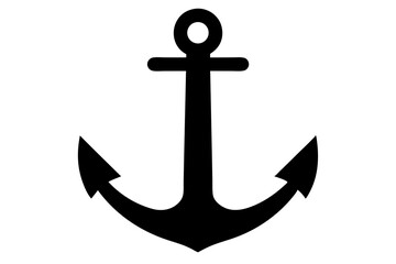 anchor symbol illustration, silhouette of anchor vector icon, anchor isolated on white background.