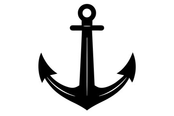 anchor symbol illustration, silhouette of anchor vector icon, anchor isolated on white background.