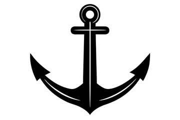 anchor symbol illustration, silhouette of anchor vector icon, anchor isolated on white background.