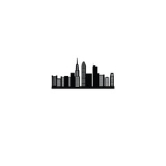 Fototapeta premium Skyscraper buildings silhouette on white background
