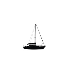 Yacht boat silhouette on white background