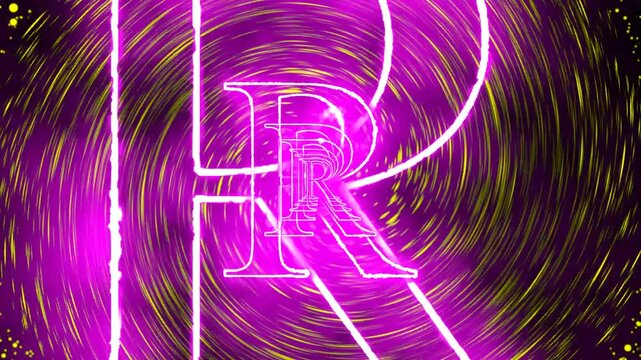 Glowing neon text , futuristic neon tunnel background