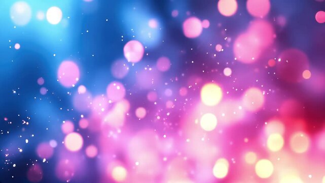 pink and blue glowing bokeh particles on dreamy fantasy backdrop