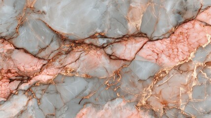Seamless rose gold marble background texture with natural patterns, top view for luxurious design backdrops