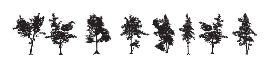  Set of Tree silhouettes.