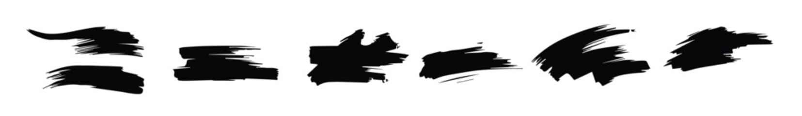 Brush strokes. Vector paintbrush, brush strokes templates. Grunge design elements. Long text boxes. Dirty distress texture banners. Grungy painted