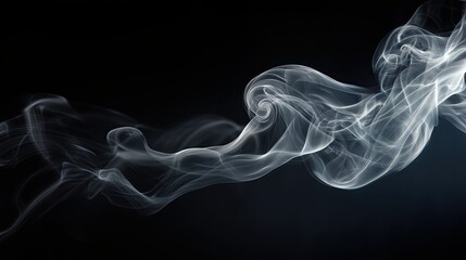 Fototapeta premium Smoke Trail Texture Background with Delicate Swirling Wisps on Black for Abstract and Atmospheric Design Projects
