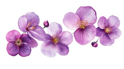 Obraz premium Watercolor purple blooms in artistic very peri shade, minimal layout with white background