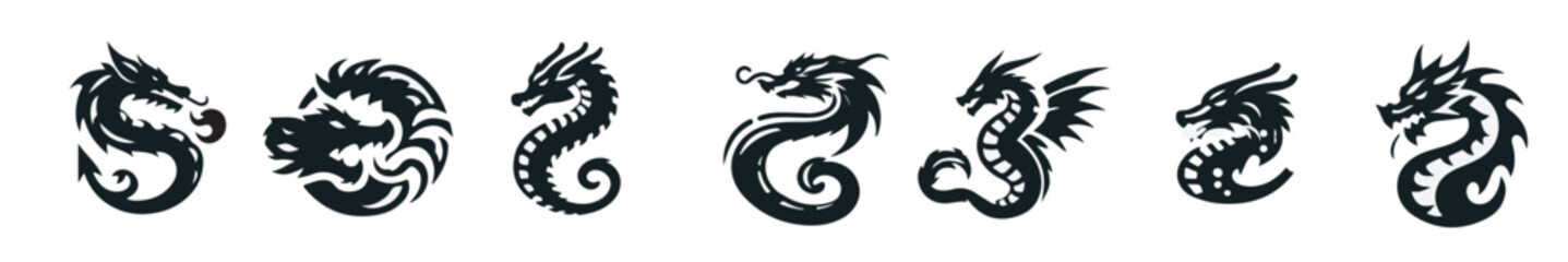Dragon vector icon illustration design logo template.