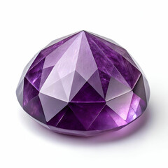 3-4 view of a polished amethyst crystal richly colored