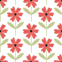 Hand drawn floral illustration isolated on white background. Flowers seamless pattern for fabric, textile, wallpaper