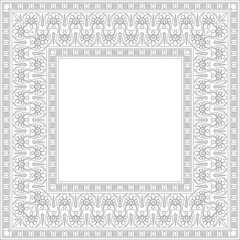 Vector black monochrome classic Greek square outline ornament. Rectangle of Ancient Greece and Roman Empire. Byzantine painting of walls, floors and ceilings. Decoration of European palaces. 