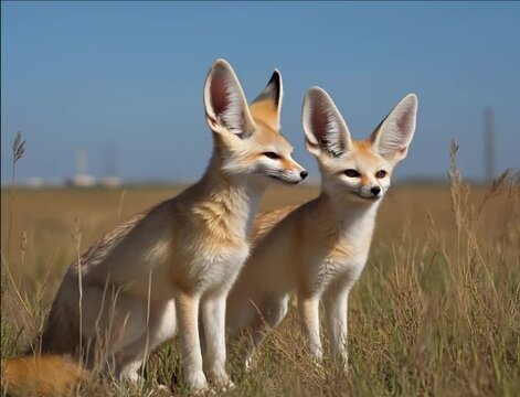 Curious Fennec Fox in Warm Light / 따스한 빛 속 호기심 많은 사막여우