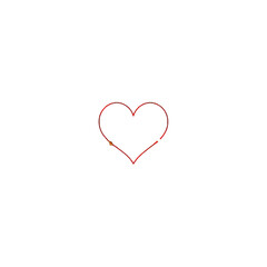 Minimalist Red Line Heart Icon on White Background for Love, Romance, and Emotional Connection Concepts
