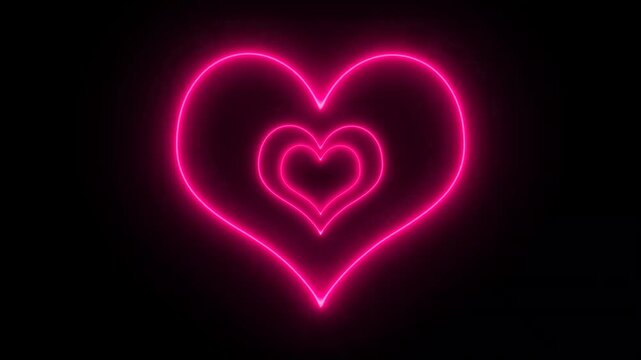 Neon Heart background .Love heart VJ, loop neon tunnel ,futuristic heart overlay ,