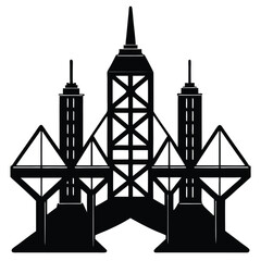 Buildings icons. Bank, Hotel, Courthouse. City, Real estate, Architecture buildings icons. Hospital, town house, museum. Urban architecture, city skyscraper. Classic set. Quality set. Vector