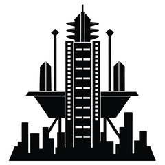 Obraz premium Buildings icons. Bank, Hotel, Courthouse. City, Real estate, Architecture buildings icons. Hospital, town house, museum. Urban architecture, city skyscraper. Classic set. Quality set. Vector