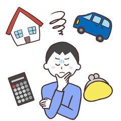 出費に頭を悩ます男性イラスト