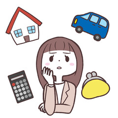 必要な支払いについて悩む女性のイラスト