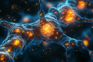 Futuristic Microscopic Visualization of Interconnected Bacterial Networks