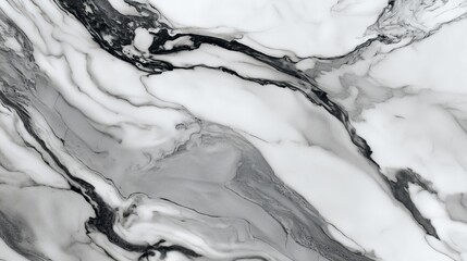 White marble texture with flowing black and gray veins creating a modern, elegant, and natural abstract design