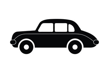 Silhouette art design of a vintage wooden toy car.eps