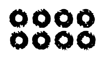 set of donut silhouette vector on tranparent background
