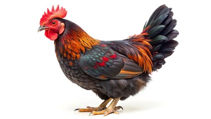 Fototapeta premium Black and red chicken isolated on white background