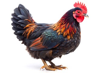 Fototapeta premium Black and red chicken isolated on white background
