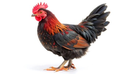 Fototapeta premium Black and red chicken isolated on white background
