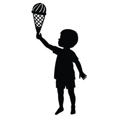 Collection of children silhouettes boys and girls 
vector illustration
