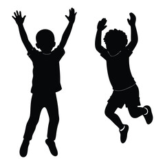 Collection of children silhouettes boys and girls 
vector illustration
