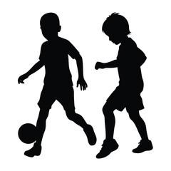 Collection of children silhouettes boys and girls 
vector illustration
