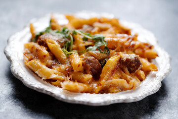 italian meatball macaroni  and cheese