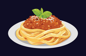 Spaghetti Bolognese Food - Vector Illustration
