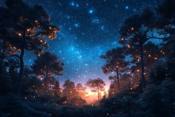 Artistic Illustration of Microbes Portrayed as Celestial Constellations in a Night Sky