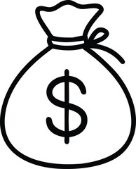 Money Bag Icon Black Silhouette | Dollar Sign Cash Bag Vector Art