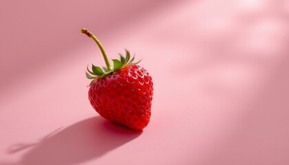 Strawberry fruit food photography pink background natural lighting close-up view freshness concept